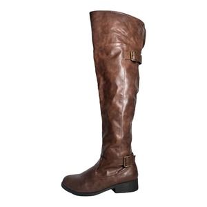 Maurices Knee High Boots Saige Rich Dark Brown Fuax Leather 7
